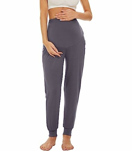 Woman wearing comfortable maternity pants