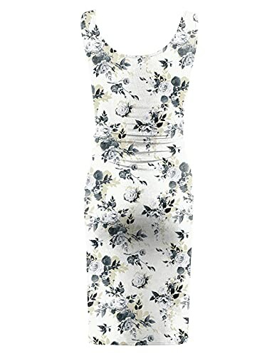 White floral bodycon dress with black and grey roses.