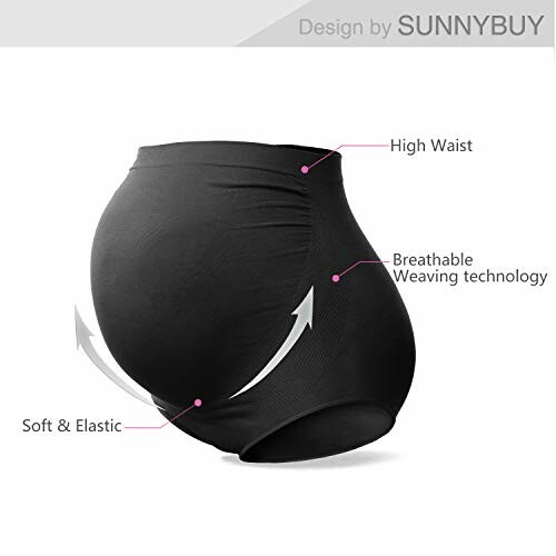 Black maternity belly support shorts with high waist and breathable fabric.